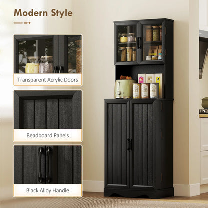 71 Inch Kitchen Pantry Cabinet, Freestanding Hutch, Black Kitchen Pantry Cabinets at Gallery Canada