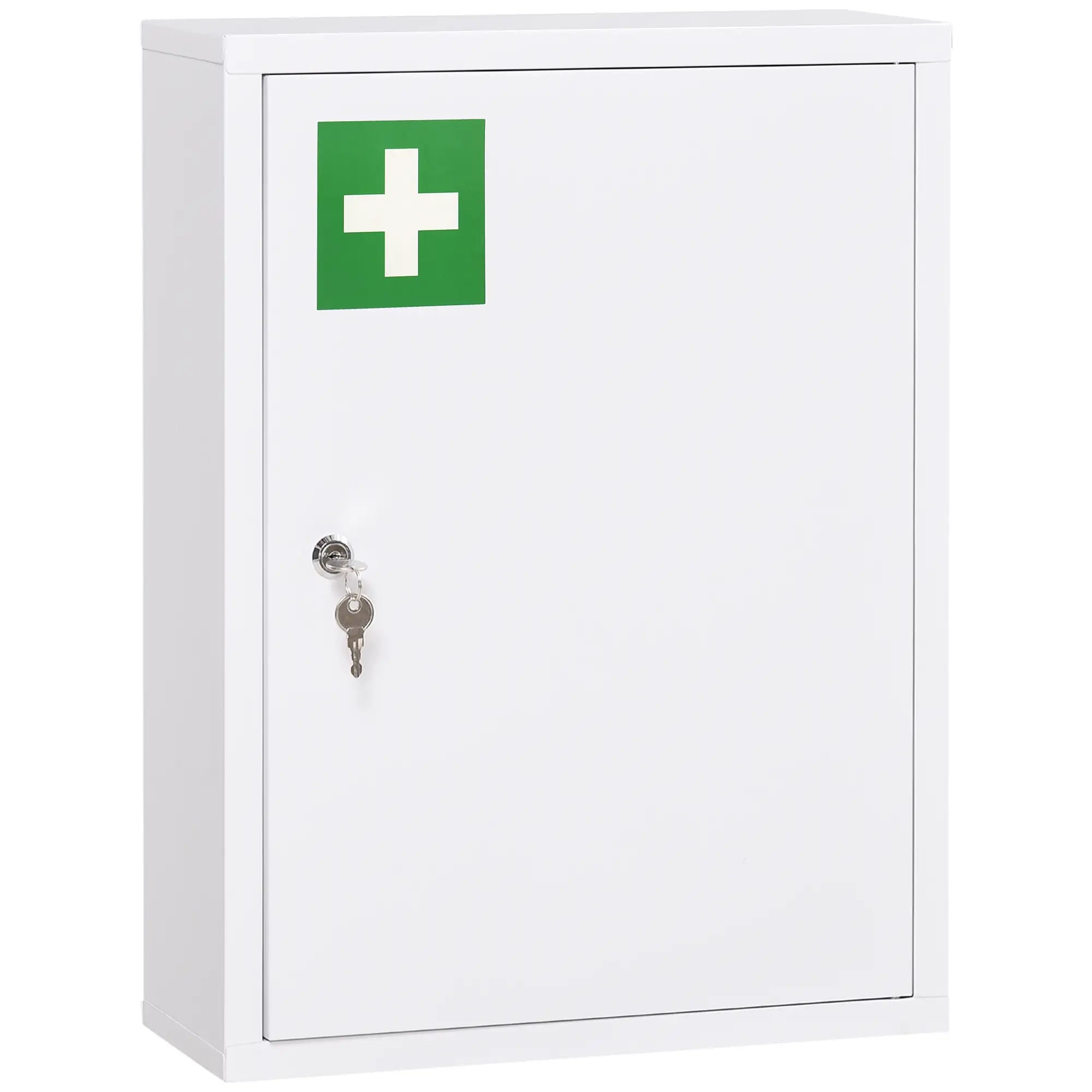 Lockable Medicine Cabinet, 3 Tier Steel Wall Box, 2 Keys, Shelves, White Mirror Medicine Cabinets at Gallery Canada