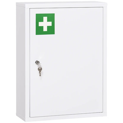 Lockable Medicine Cabinet, 3 Tier Steel Wall Box, 2 Keys, Shelves, White Mirror Medicine Cabinets at Gallery Canada
