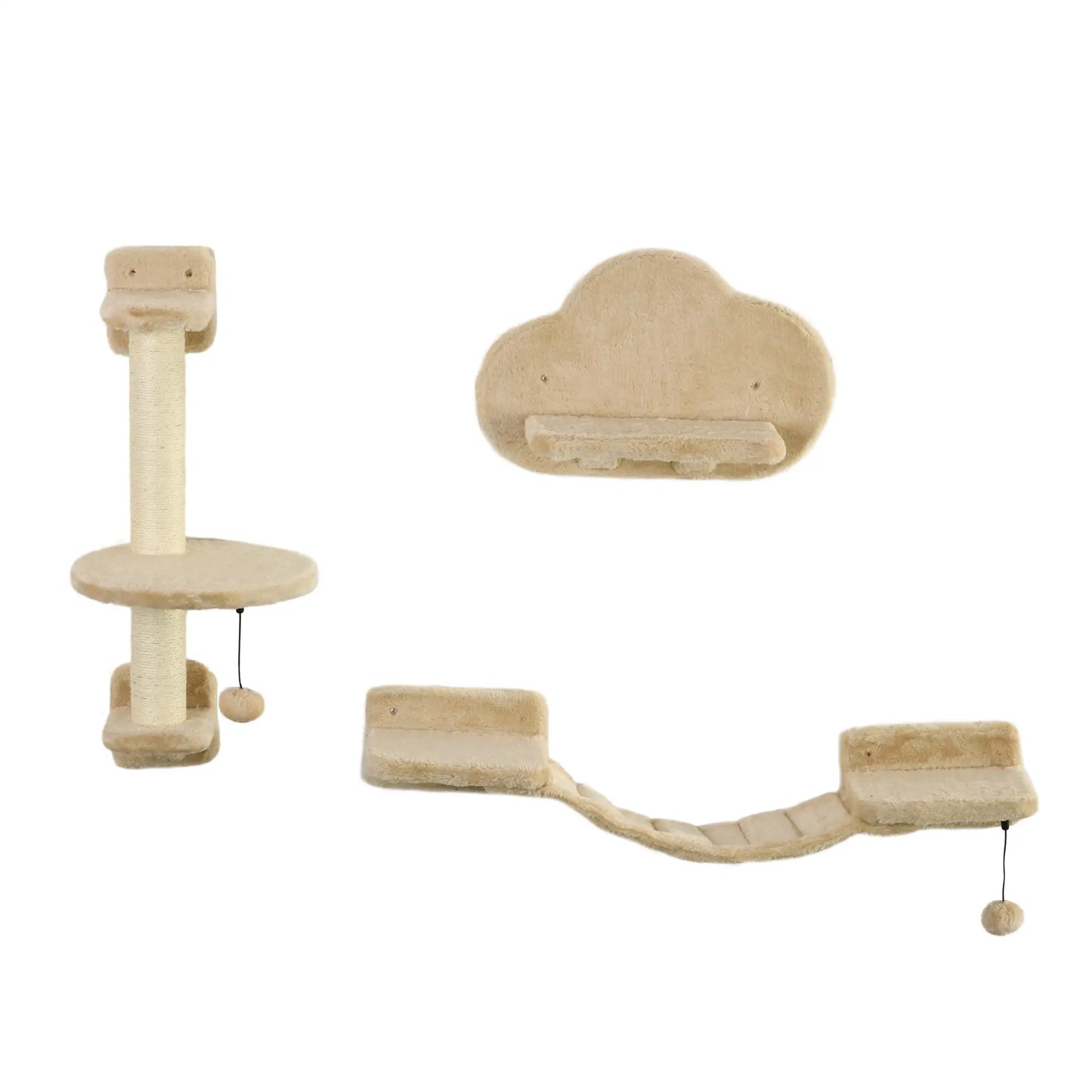 3 Pcs Cat Wall Climber, Scratching Post, Ladder, Perches, Beige Cat Climbing Wall Beige at Gallery Canada