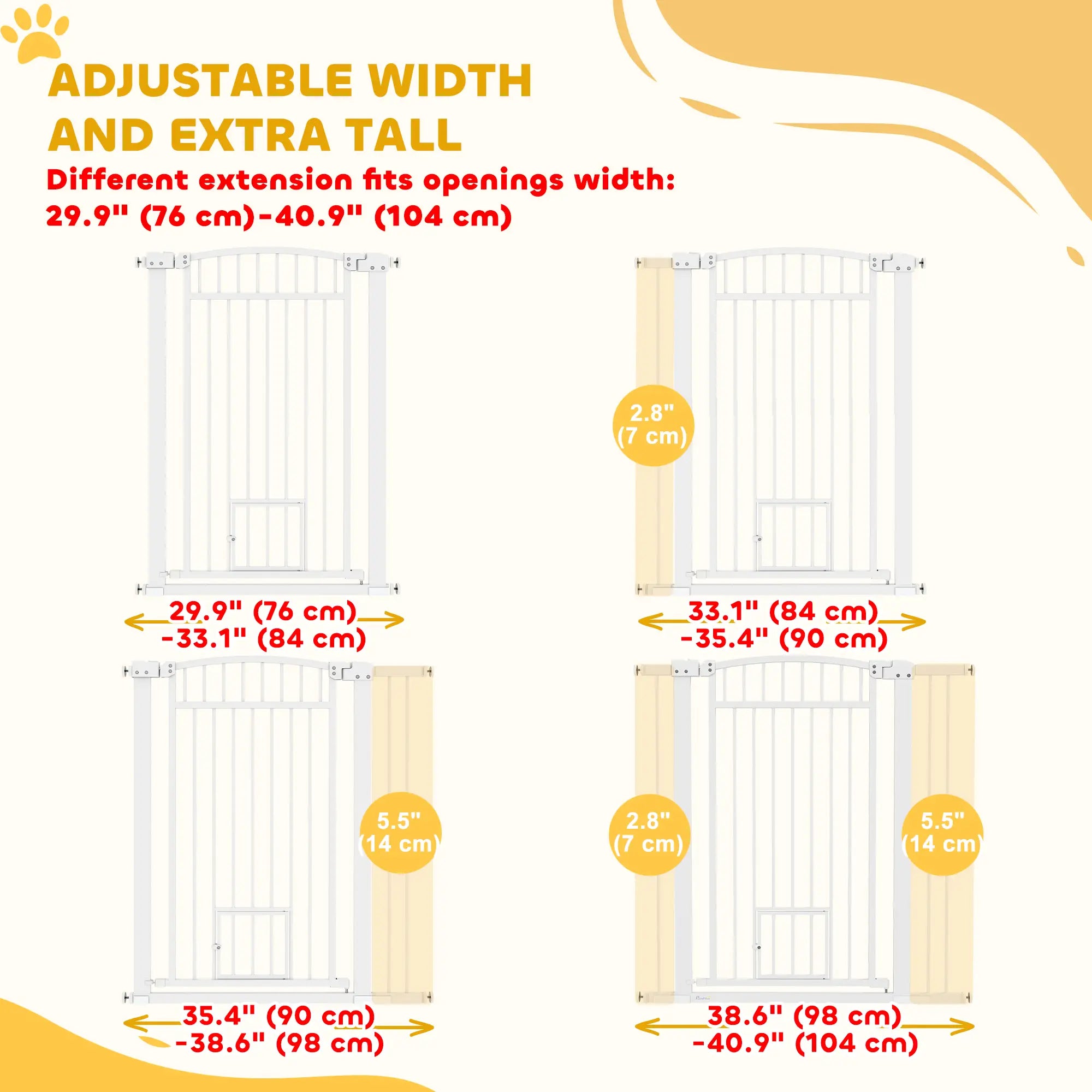 30-41 Inch Extra Wide Pet Gate, Small Door, 42 Inch H, Extension Kit Pet Gates at Gallery Canada