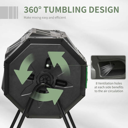 Dual Chamber Compost Bin, 360° Rotating, 43 Gallon, Green Garden Accessories at Gallery Canada