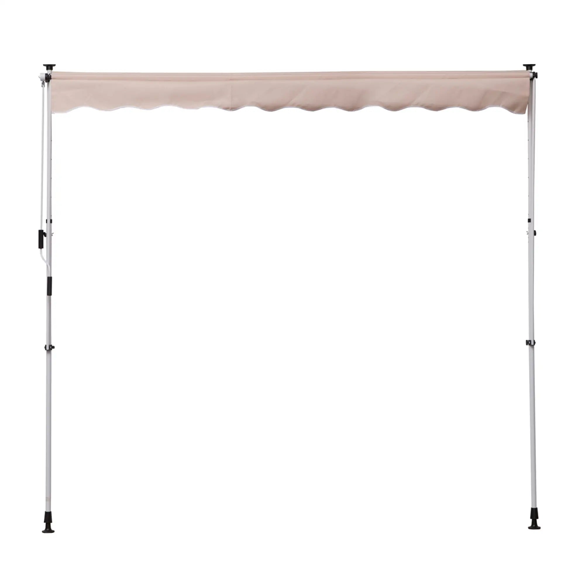 6.6'x5' Manual Retractable Patio Awning, UV Protector, Beige Door Awnings at Gallery Canada