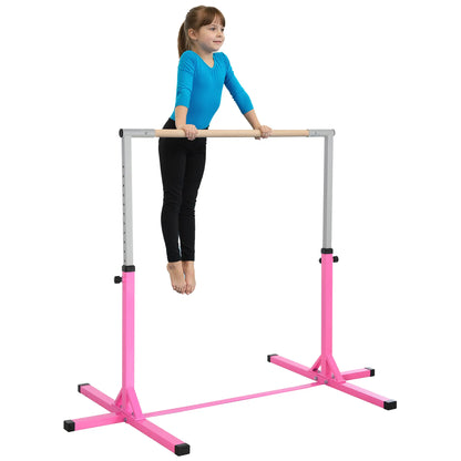 Kids Gymnastics Bar, 13-Level Adjustable Height, Pink Baby Gym & Playmats Pink at Gallery Canada