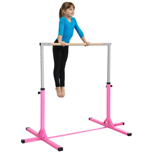Kids Gymnastics Bar, 13-Level Adjustable Height, Pink Baby Gym & Playmats Pink at Gallery Canada