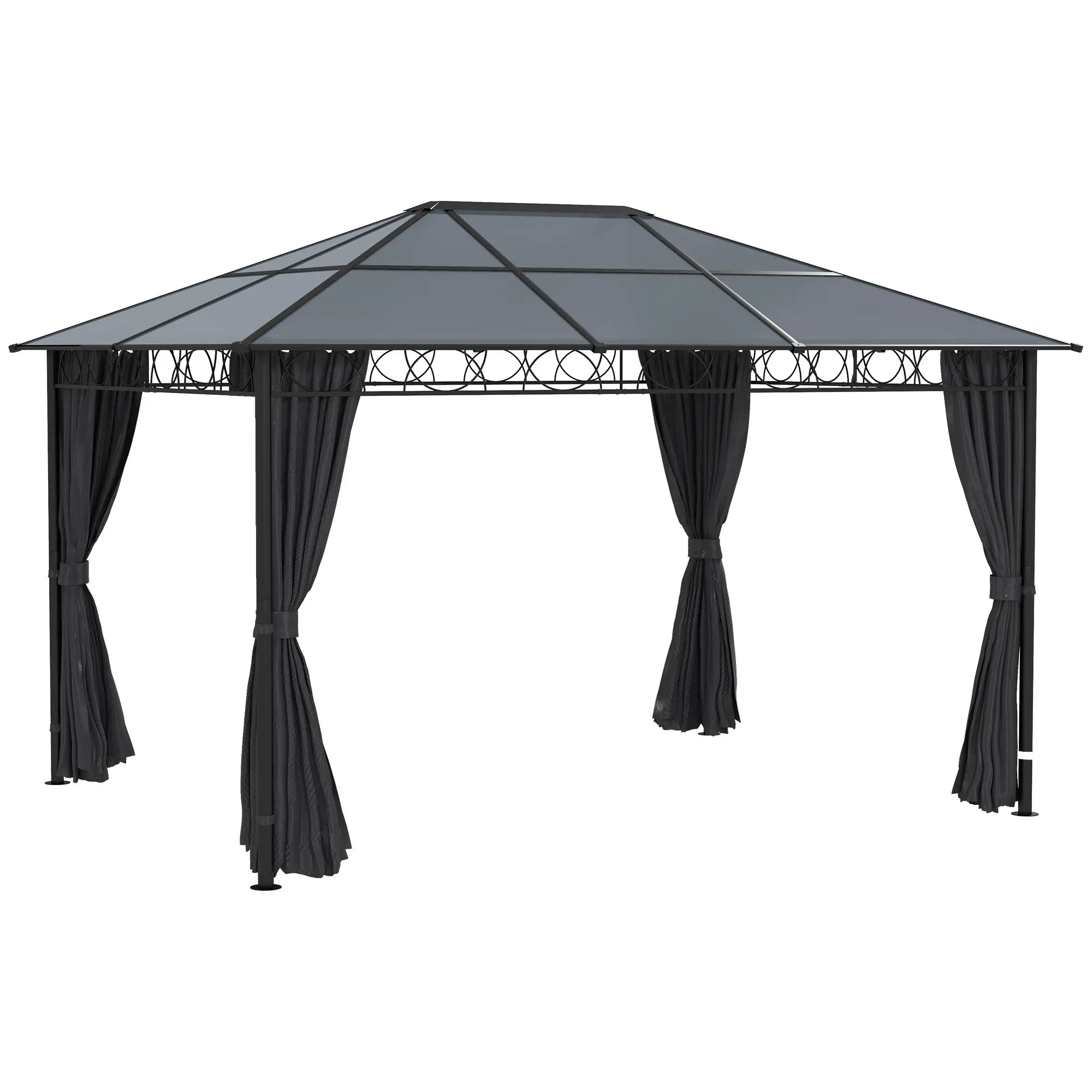 13' x 10' Polycarbonate Hardtop Gazebo, Aluminum Frame, Dark Grey Gazebos at Gallery Canada