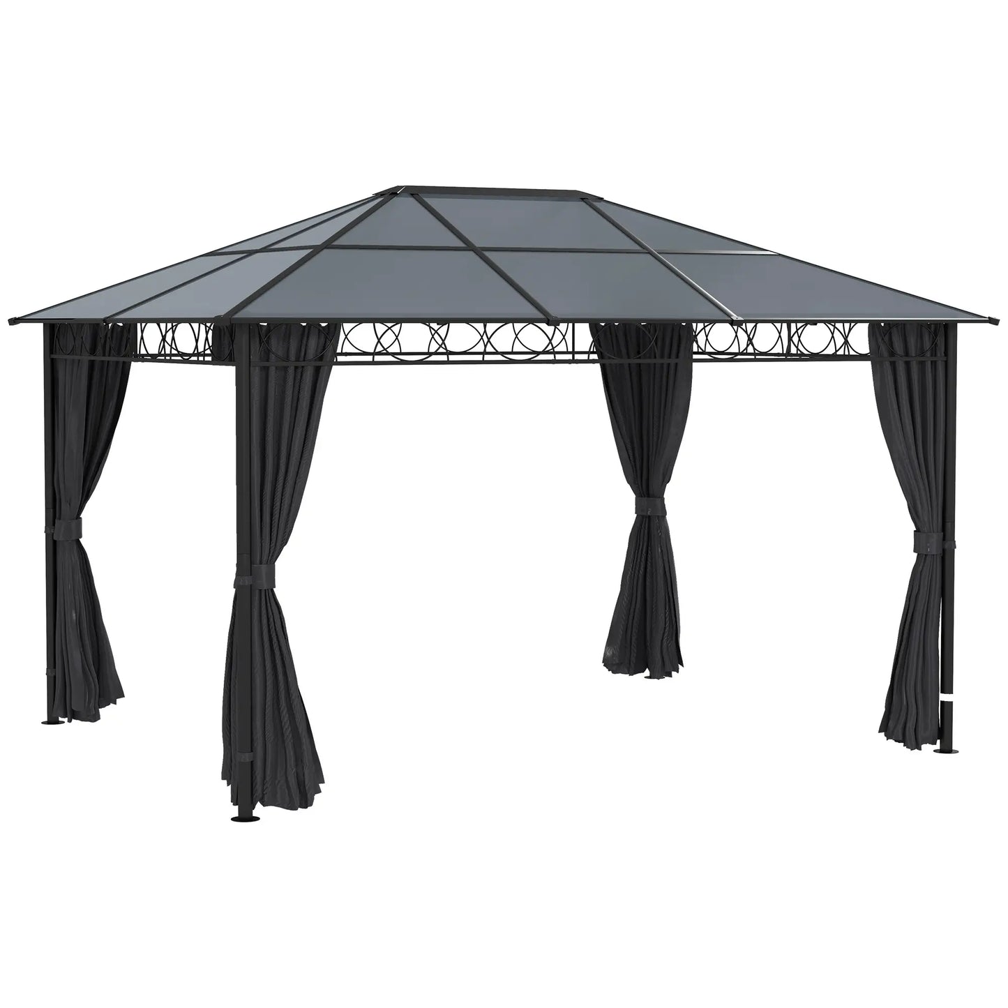 13' x 10' Polycarbonate Hardtop Gazebo, Aluminum Frame, Dark Grey Gazebos at Gallery Canada