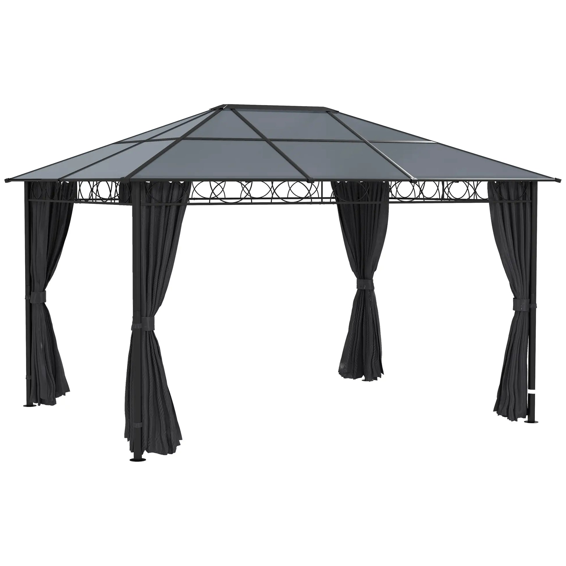 13' x 10' Polycarbonate Hardtop Gazebo, Aluminum Frame, Dark Grey Gazebos at Gallery Canada