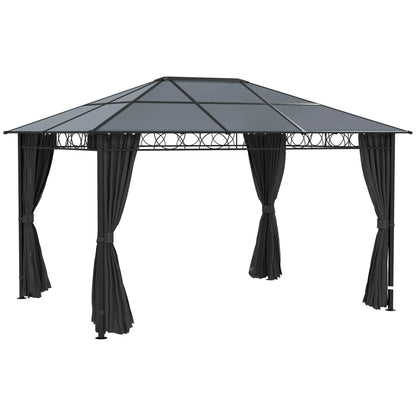 13' x 10' Polycarbonate Hardtop Gazebo, Aluminum Frame, Dark Grey Gazebos at Gallery Canada