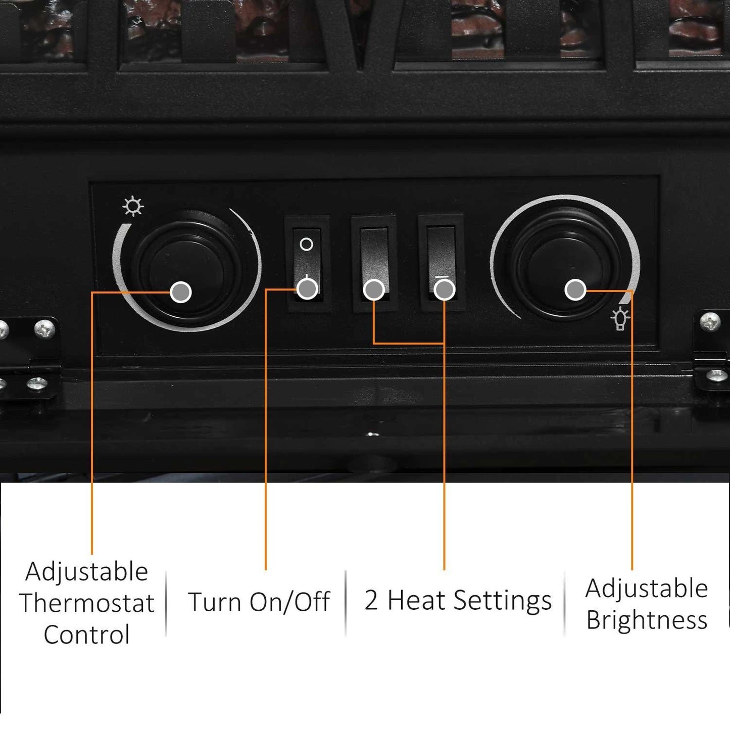 Electric Fireplace Stove Heater, Adjustable LED Flame, 750W/1500W, Black Electric Fireplaces at Gallery Canada