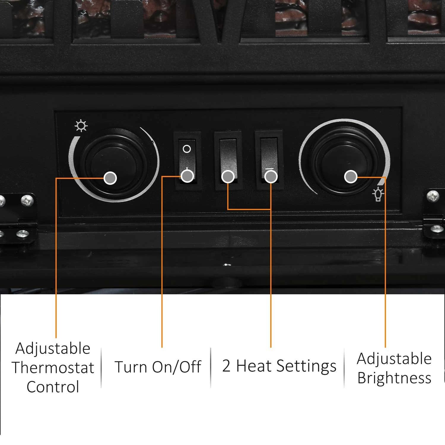 Electric Fireplace Stove Heater, Adjustable LED Flame, 750W/1500W, Black Electric Fireplaces at Gallery Canada