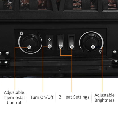 Electric Fireplace Stove Heater, Adjustable LED Flame, 750W/1500W, Black Electric Fireplaces at Gallery Canada