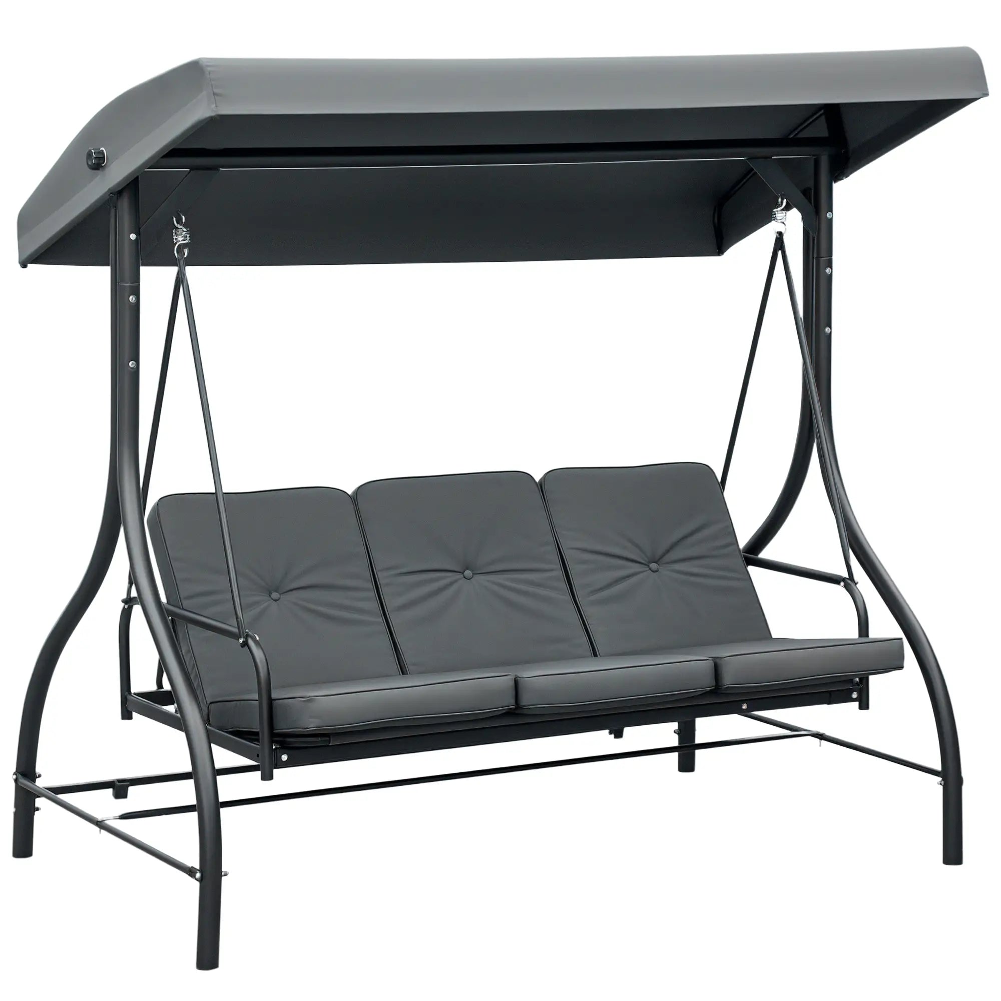 Patio Swing Bed With Canopy, 3 Seater, Dark Grey Porch Swings with Canopy at Gallery Canada