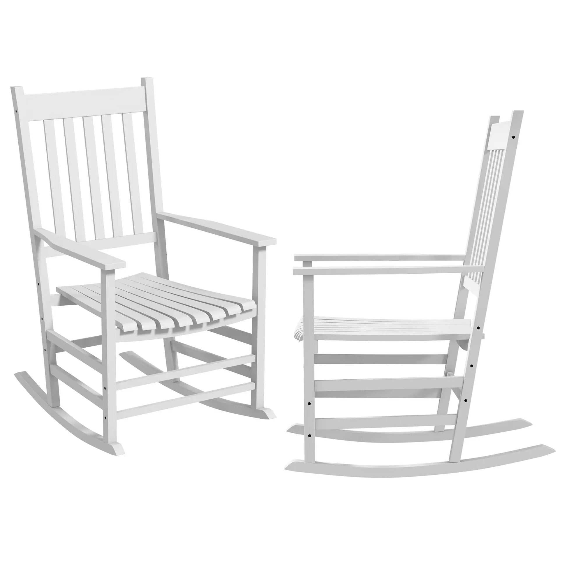 Wooden Patio Rocking Chairs Set of 2, Outdoor Rocker, High Back, White Outdoor Rocking Chairs White at Gallery Canada