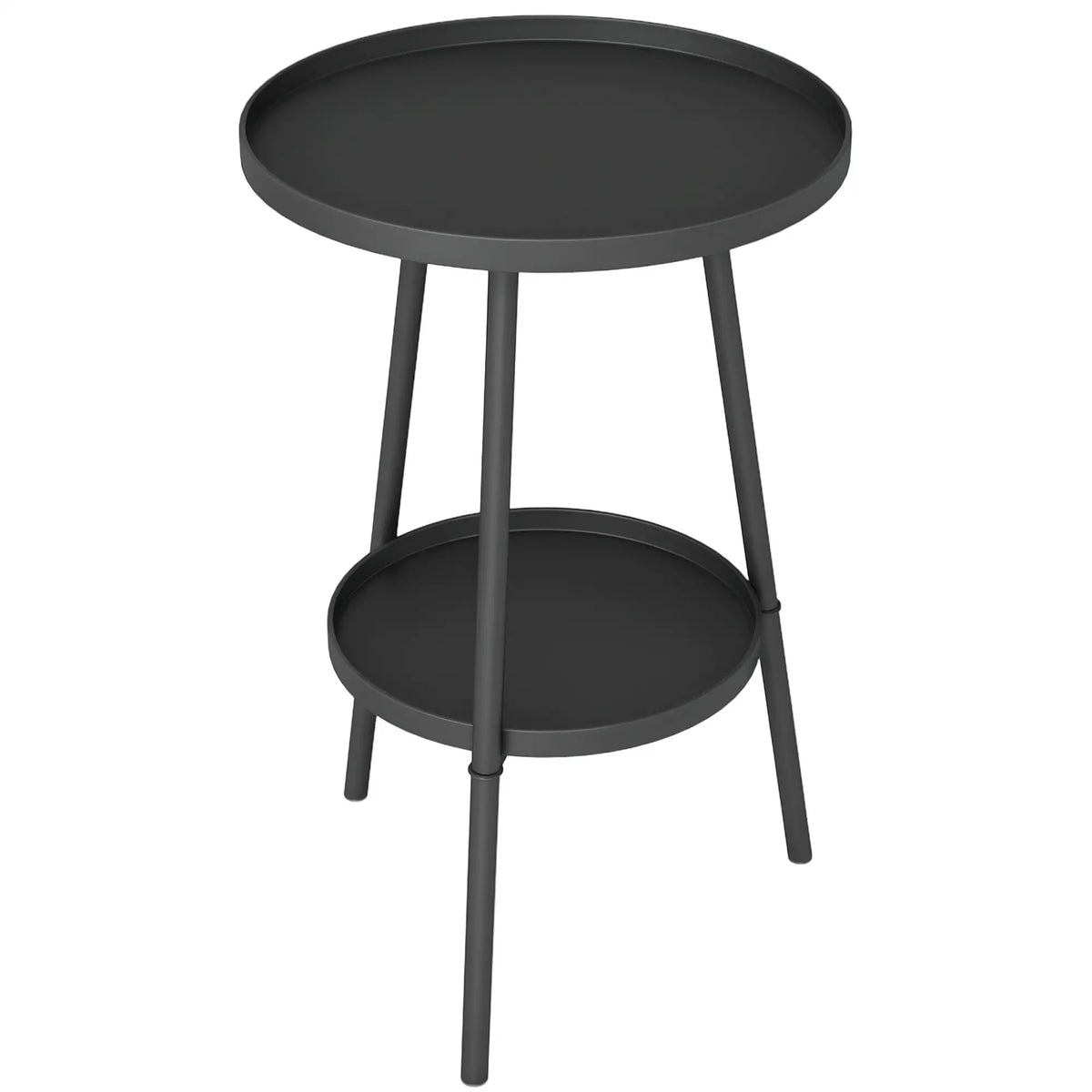 Round Garden Table, 2-Tier Small Side Table, Metal Patio Table, Black Patio Side Tables at Gallery Canada