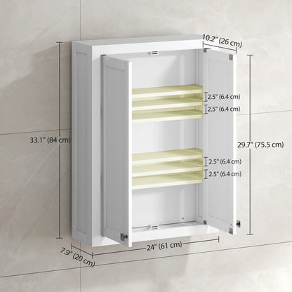 Wall Mounted Bathroom Cabinet, 2 Doors, 2 Adjustable Shelves, White Bathroom Cabinets at Gallery Canada
