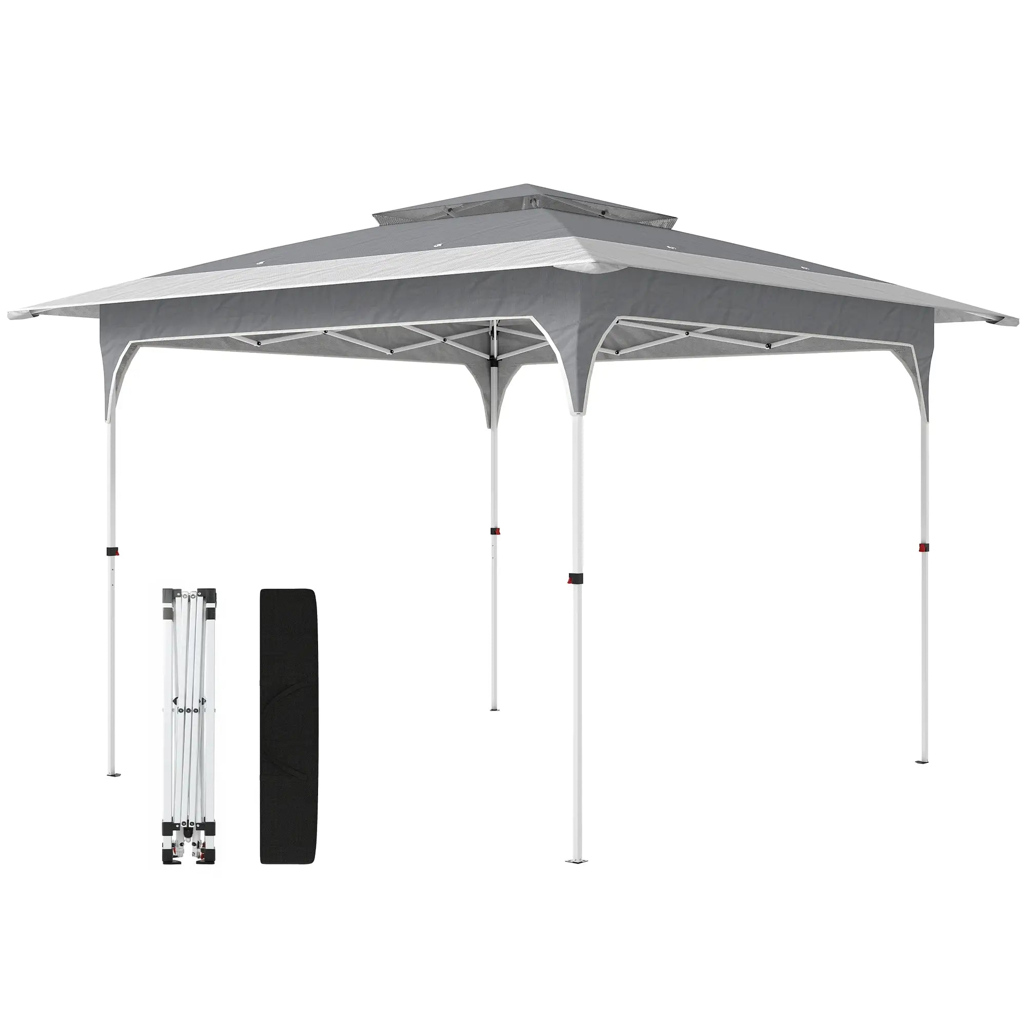 11.5 x 11.5 ft Pop Up Canopy Tent, 1-Button Setup, UPF 50+, Carry Bag, Dark Grey Pop Up Canopies Dark Grey, White at Gallery Canada