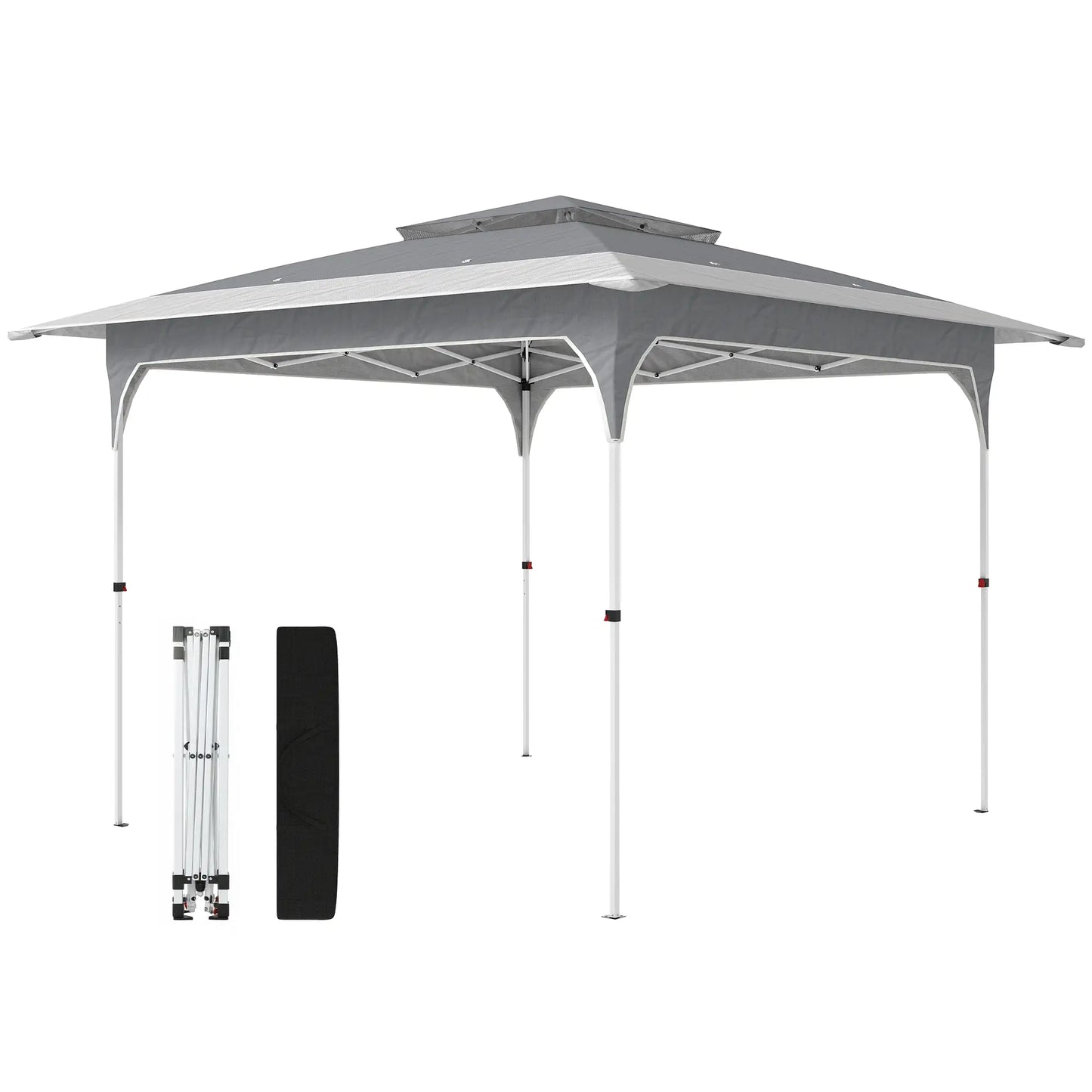 11.5 x 11.5 ft Pop Up Canopy Tent, 1-Button Setup, UPF 50+, Carry Bag, Dark Grey Pop Up Canopies Dark Grey, White at Gallery Canada