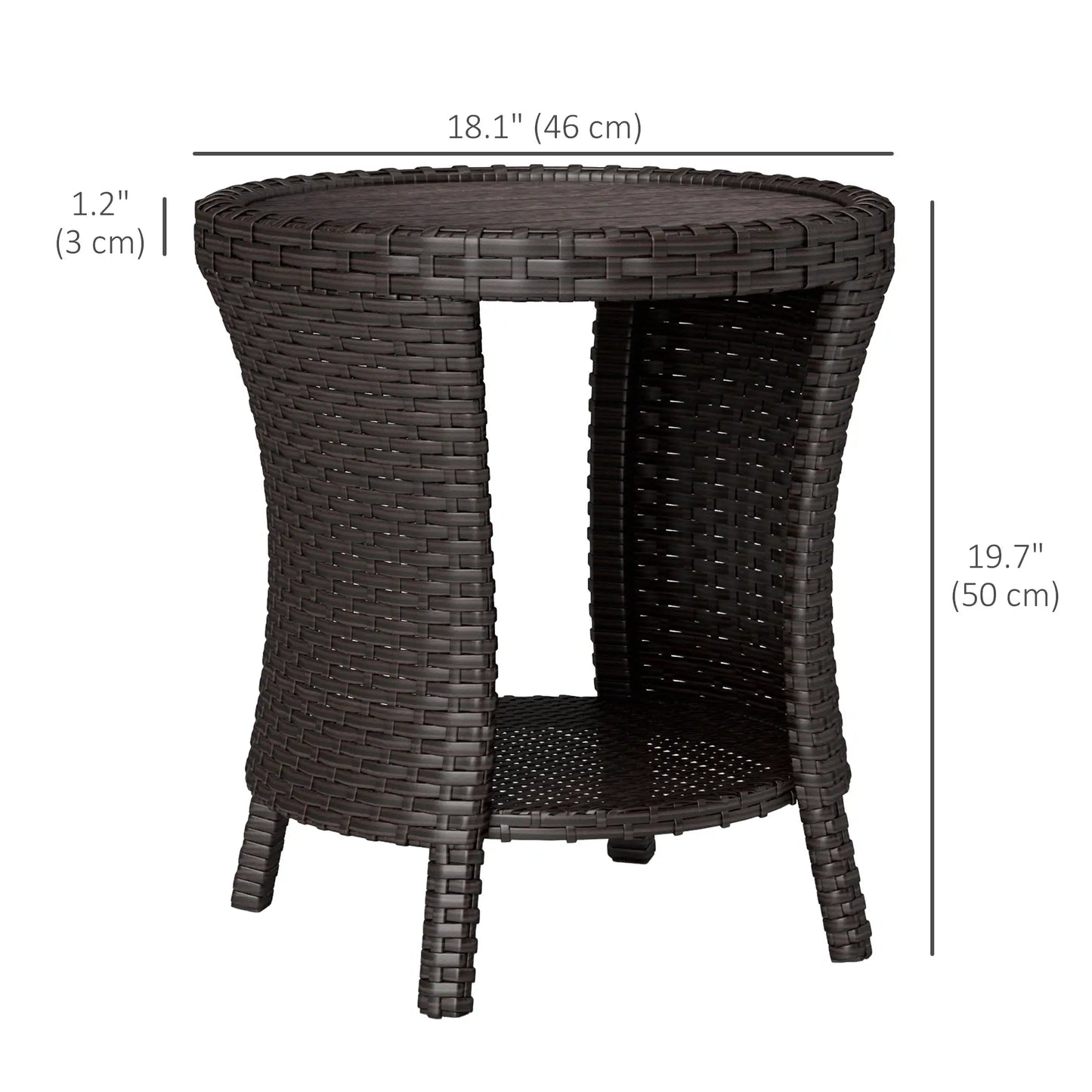 18" Wicker Outdoor Coffee Table, PE Rattan, 2-Tier Storage, Brown Coffee Tables at Gallery Canada