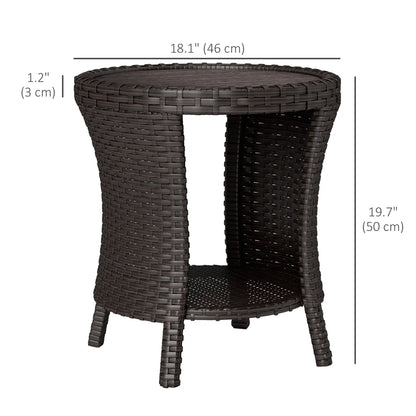 18" Wicker Outdoor Coffee Table, PE Rattan, 2-Tier Storage, Brown Coffee Tables at Gallery Canada