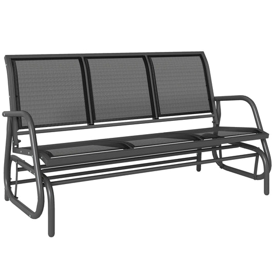 3-Seat Outdoor Glider Chair, Steel Frame, Sling Fabric, Black Outdoor Gliders Black at Gallery Canada