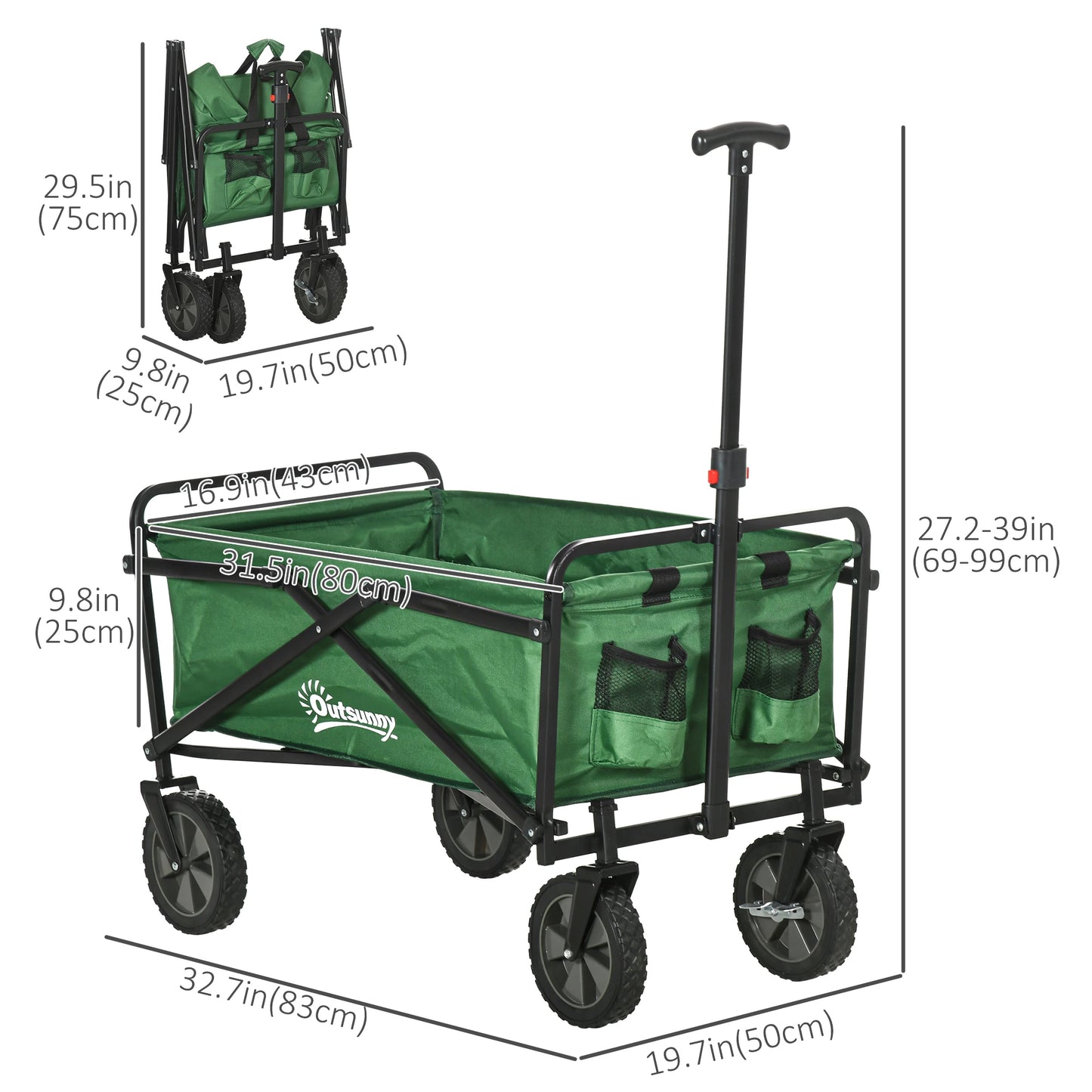 Folding Wagon Cart, Heavy Duty Outdoor Utility, Collapsible Garden Trolley, Steel Frame, Oxford Fabric Folding Garden Carts at Gallery Canada