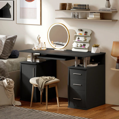 47" Computer Desk with Keyboard Tray, Storage Drawers, Black Computer Desks at Gallery Canada