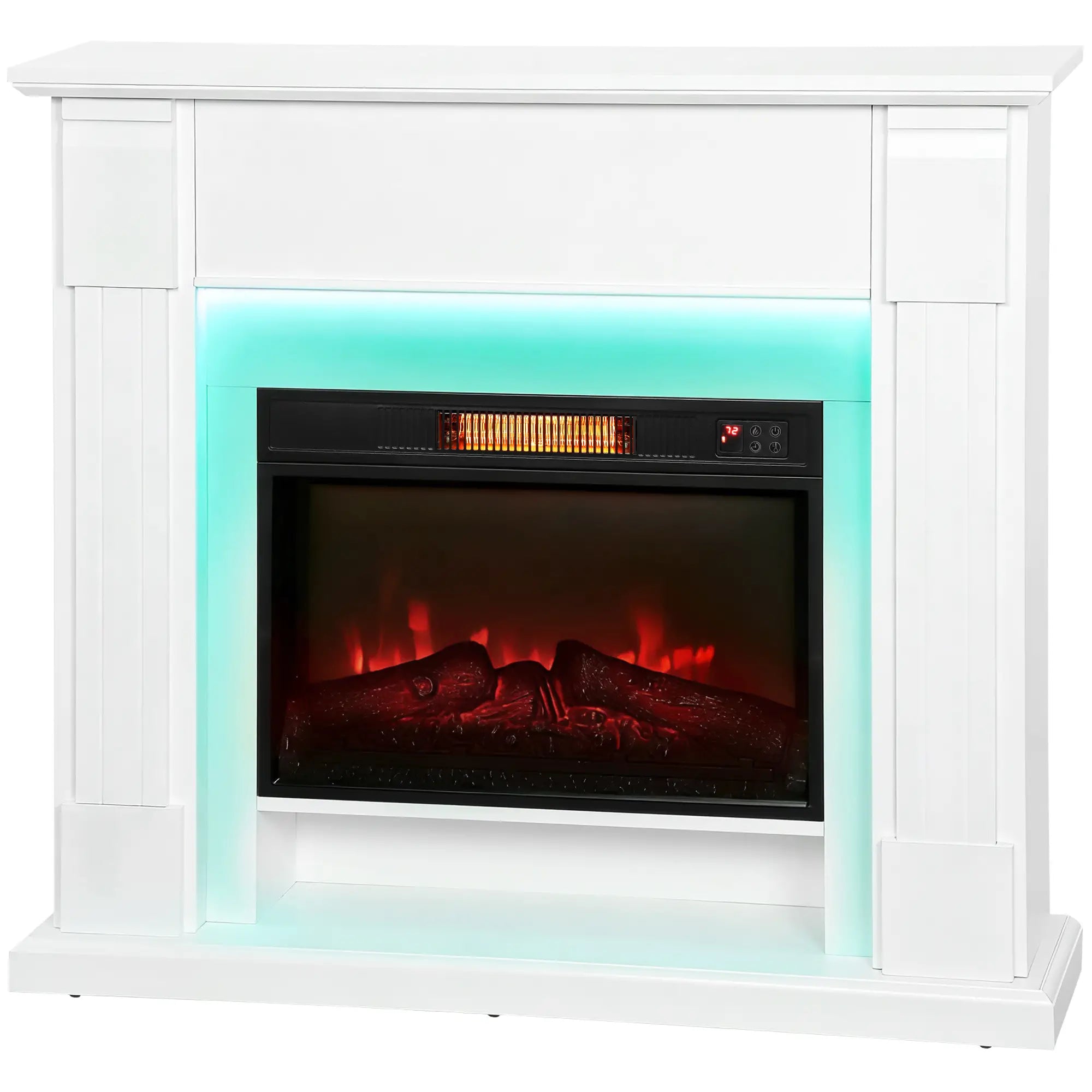 41 Inch Electric Fireplace with Mantel, 1400W Heater, Adjustable 3D Flame, White Electric Fireplaces White at Gallery Canada