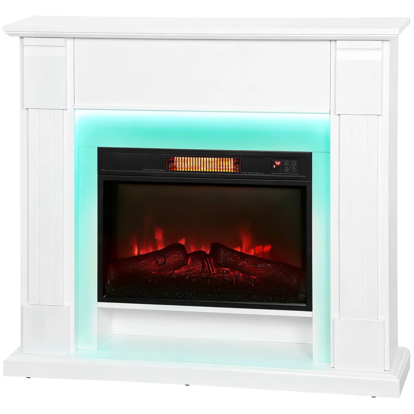 41 Inch Electric Fireplace with Mantel, 1400W Heater, Adjustable 3D Flame, White Electric Fireplaces White at Gallery Canada