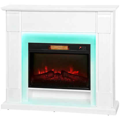 41 Inch Electric Fireplace with Mantel, 1400W Heater, Adjustable 3D Flame, White Electric Fireplaces White at Gallery Canada