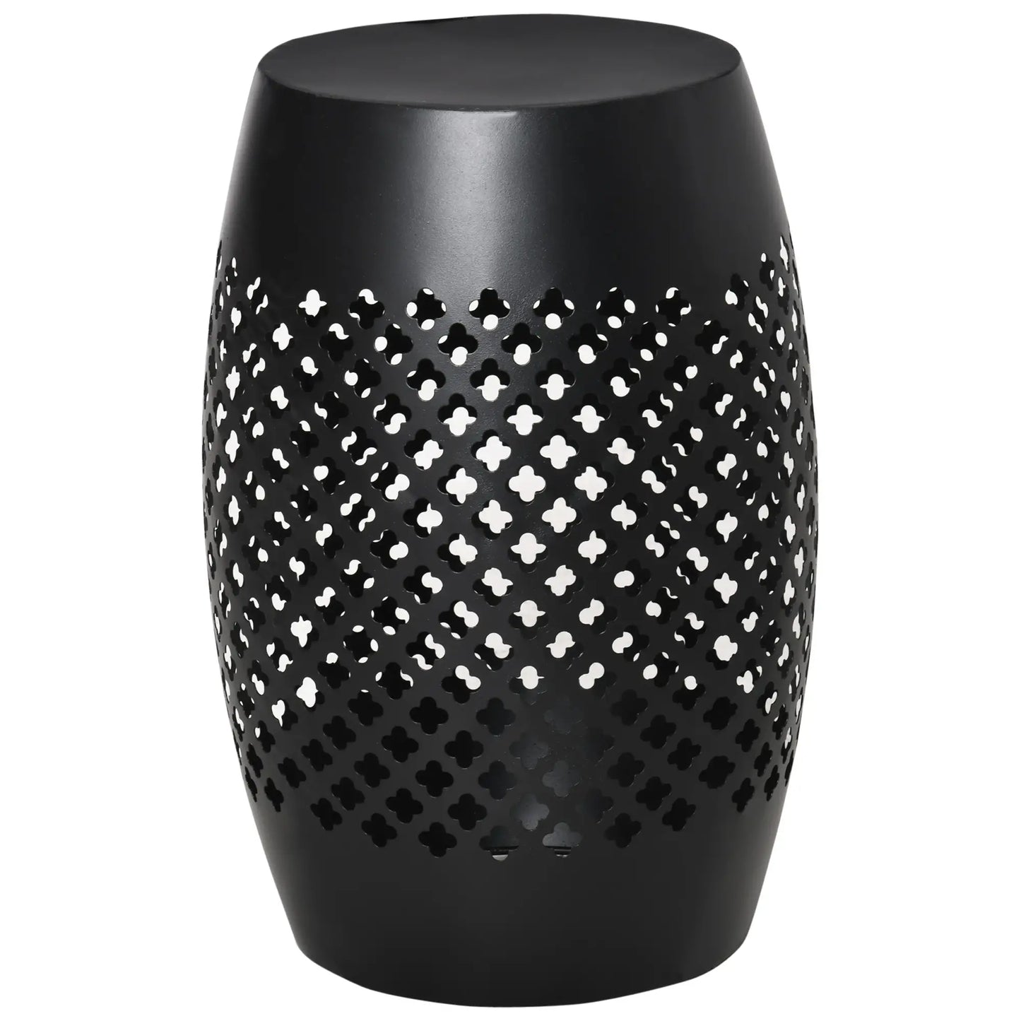 12.5" Steel Round Hollow Drum Side Table, Indoor Outdoor, Black Patio Side Tables at Gallery Canada