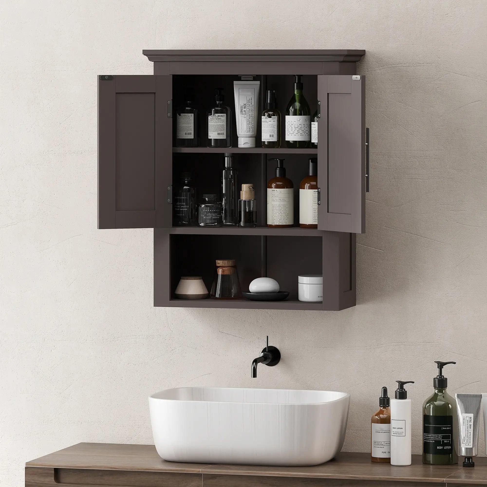 Bathroom Wall Cabinet, Medicine Cabinet with Shelf, Brown Bathroom Cabinets at Gallery Canada