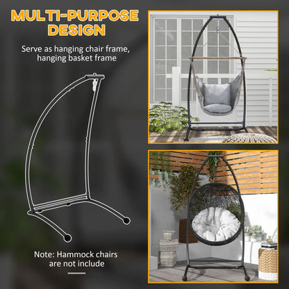 Hanging Hammock Chair Stand, C Shape Heavy Duty Metal Frame, Black Hammock Stands at Gallery Canada
