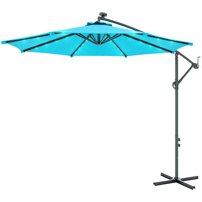 10ft Outdoor Cantilever Umbrella, Solar Lights, Adjustable Angle, Turquoise Offset Cantilever Umbrellas Turquoise at Gallery Canada