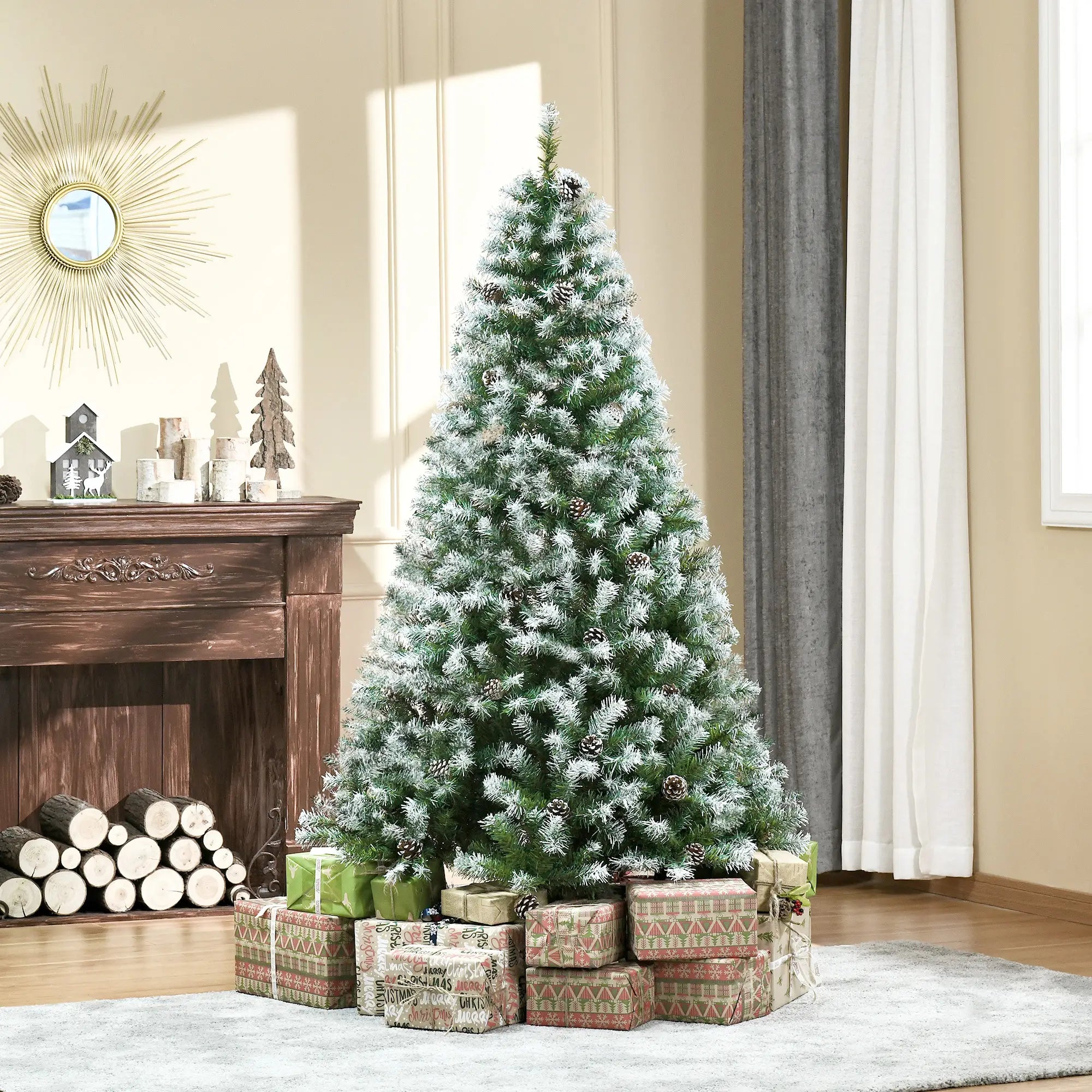 6ft Artificial Christmas Tree, Unlit Full, 800 Branches, 61 Pine Cones, Fir Artificial Christmas Trees at Gallery Canada