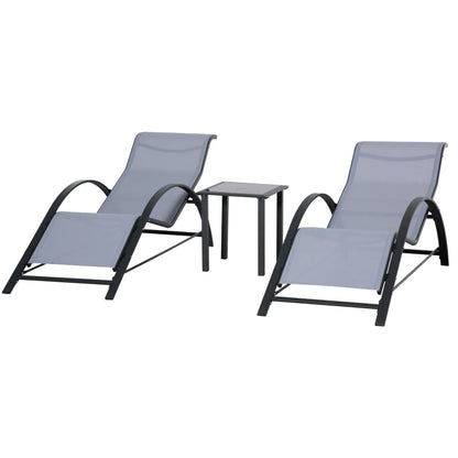 3-Piece Outdoor Lounge Set, 2 S-Chairs, Glass Table, Light Grey Lounger Chairs Light Grey, Black at Gallery Canada