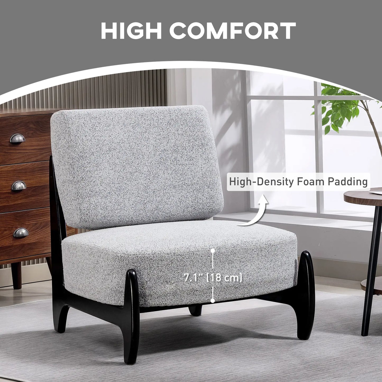 Accent Chair, Rubber Wood Frame, Wide Seat, Modern Chenille, Thick Cushion, Grey Accent Chairs at Gallery Canada