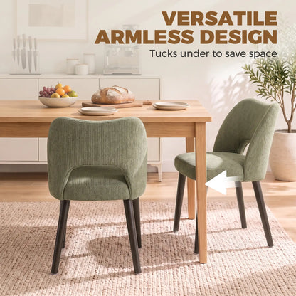 Chenille Upholstered Dining Chairs Set, Green