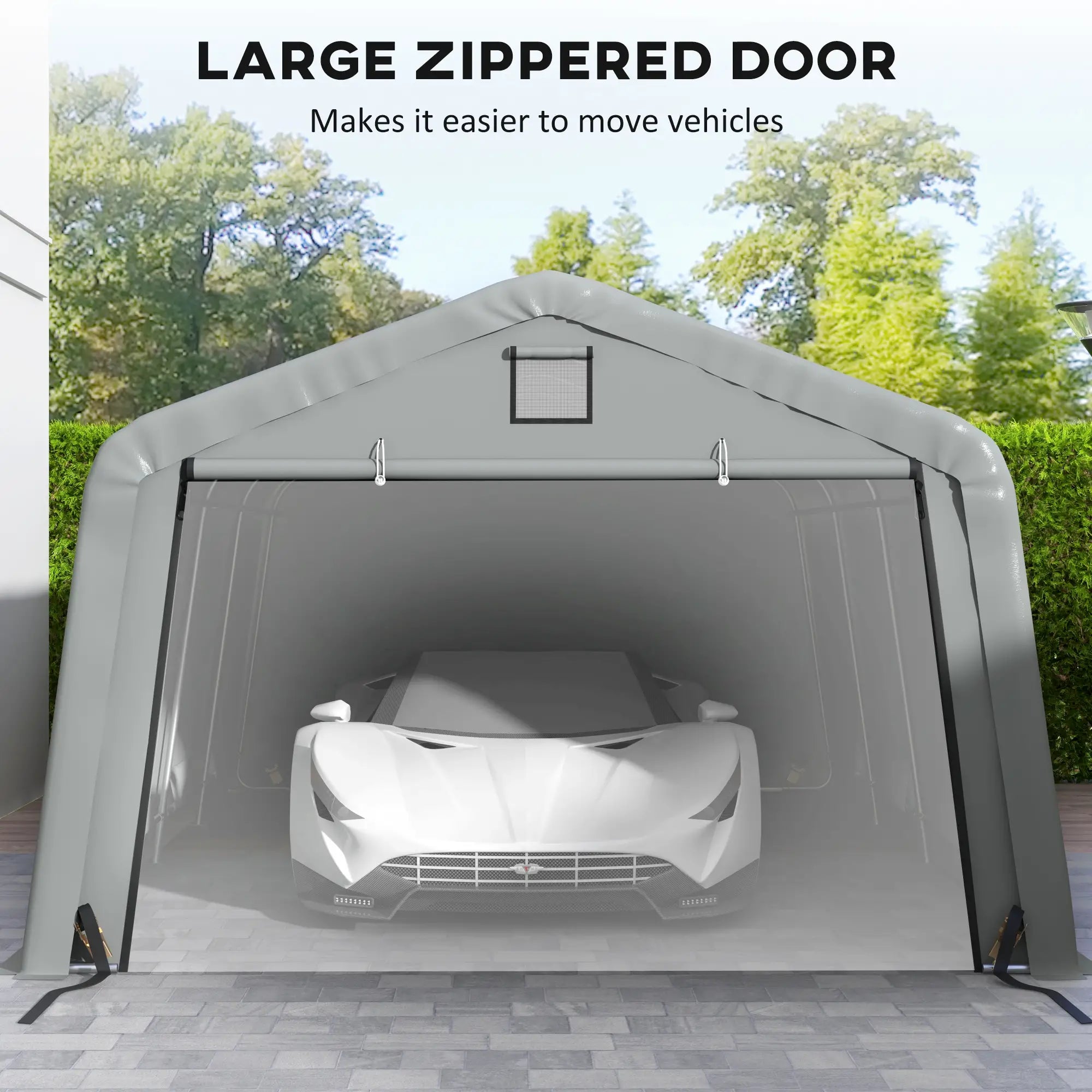 12' x 20' Portable Garage, Heavy Duty Carport Canopy, Light Grey Car Shelters at Gallery Canada
