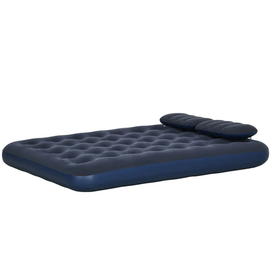 Queen Size Air Mattress, Camping Bed with Pillows, Hand Pump, Blue Camping Cots Blue at Gallery Canada