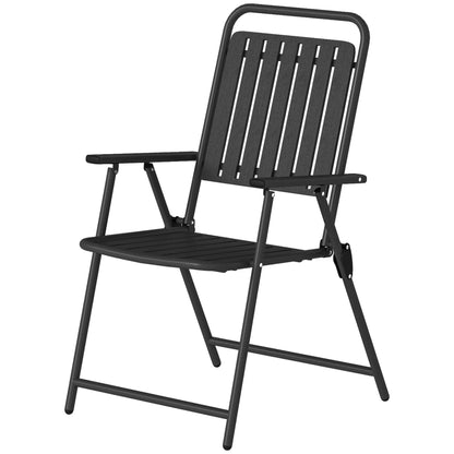 Folding Garden Chairs, Set Of 4, Steel Frame With Armrests, Black Patio Chairs Black at Gallery Canada