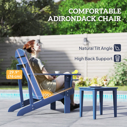 Classic Adirondack Chair, Garden Deck Chair with Cup Holder, Navy Blue Patio Chairs at Gallery Canada