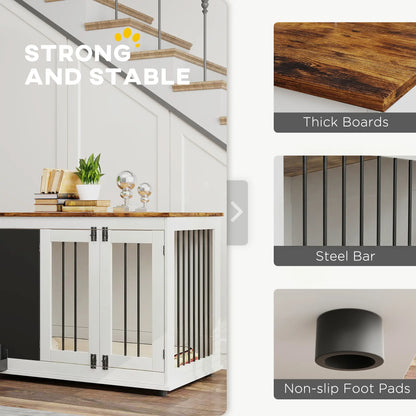 39" Dog Crate Furniture, Side End Table, Large Dogs, Blackboard, 3 Doors, White Houses, Kennels & Pens at Gallery Canada