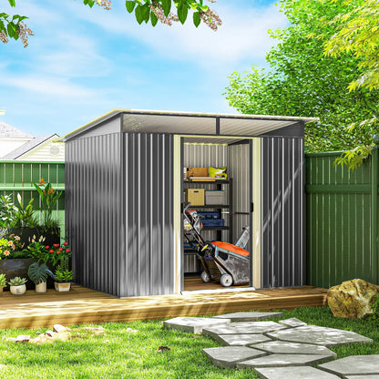 8.5' x 6' Metal Garden Shed, Utility Tool Storage, Grey Sheds at Gallery Canada