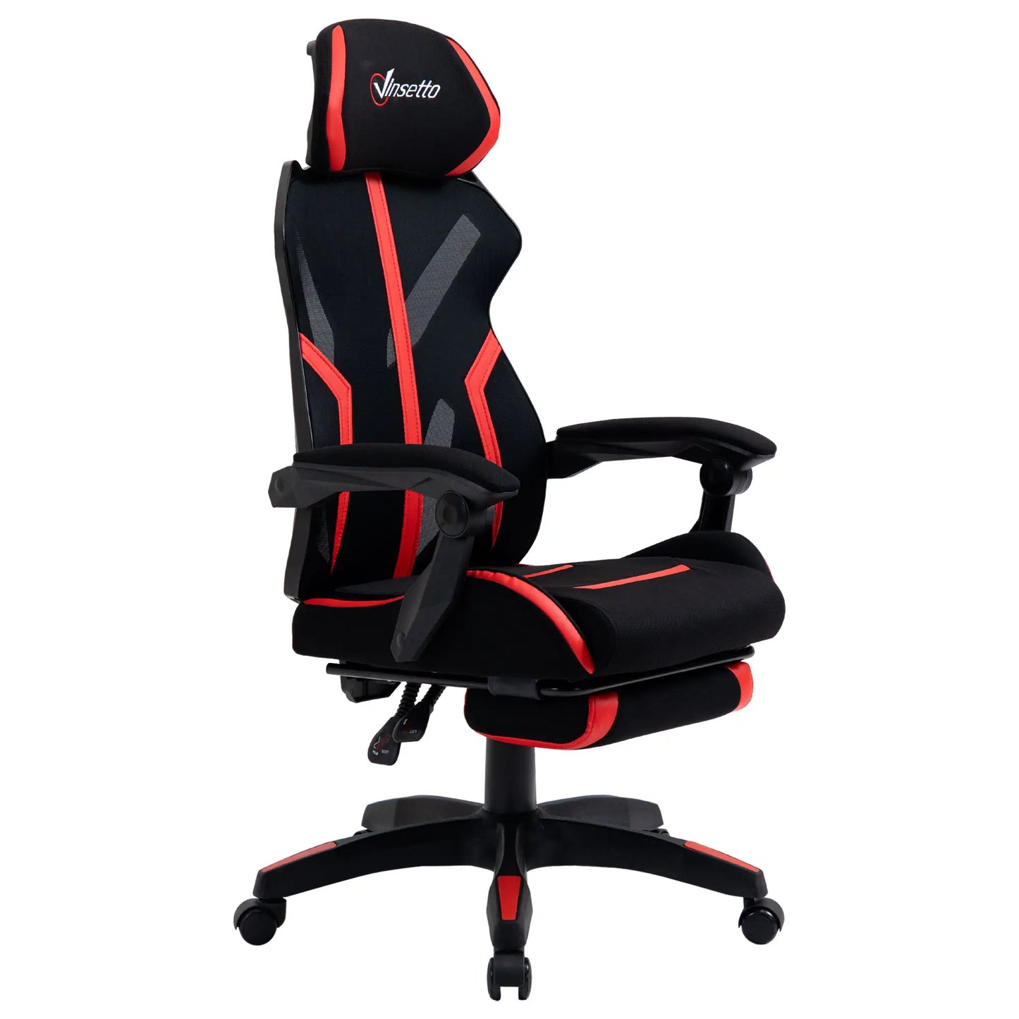 Racing Gaming Chair, Ergonomic Computer Chair with Footrest, Headrest, Black, Red Video Game Chairs at Gallery Canada