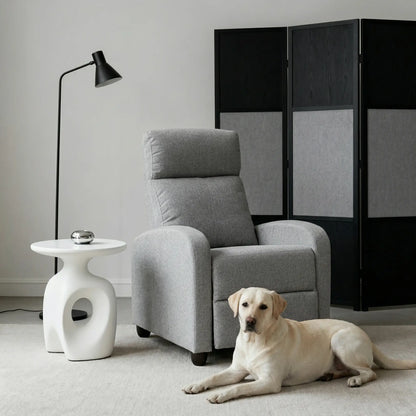 Fabric Recliner Manual Sofa Armchair, Light Grey Single Sofas at Gallery Canada