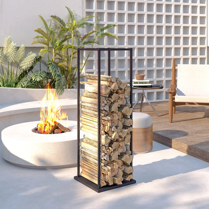 Firewood Rack Outdoor, Heavy Duty Log Holder, 13 x 13 x 43, Black Firewood Racks at Gallery Canada