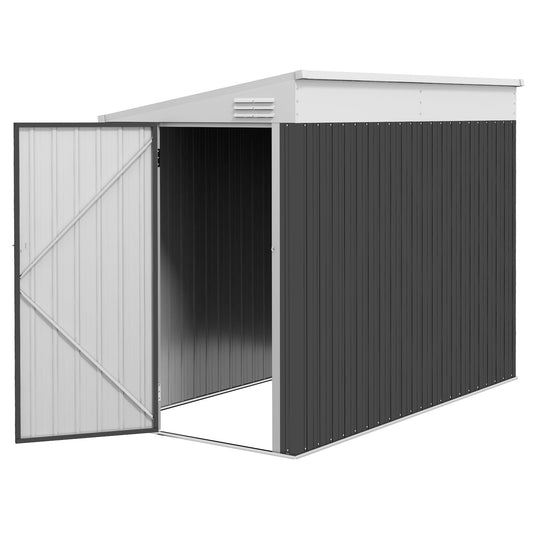 4' x 8' Garden Storage Shed Lean to Shed Outdoor Metal Tool House with Lockable Door and Air Vents for Patio, Lawn - Gallery Canada