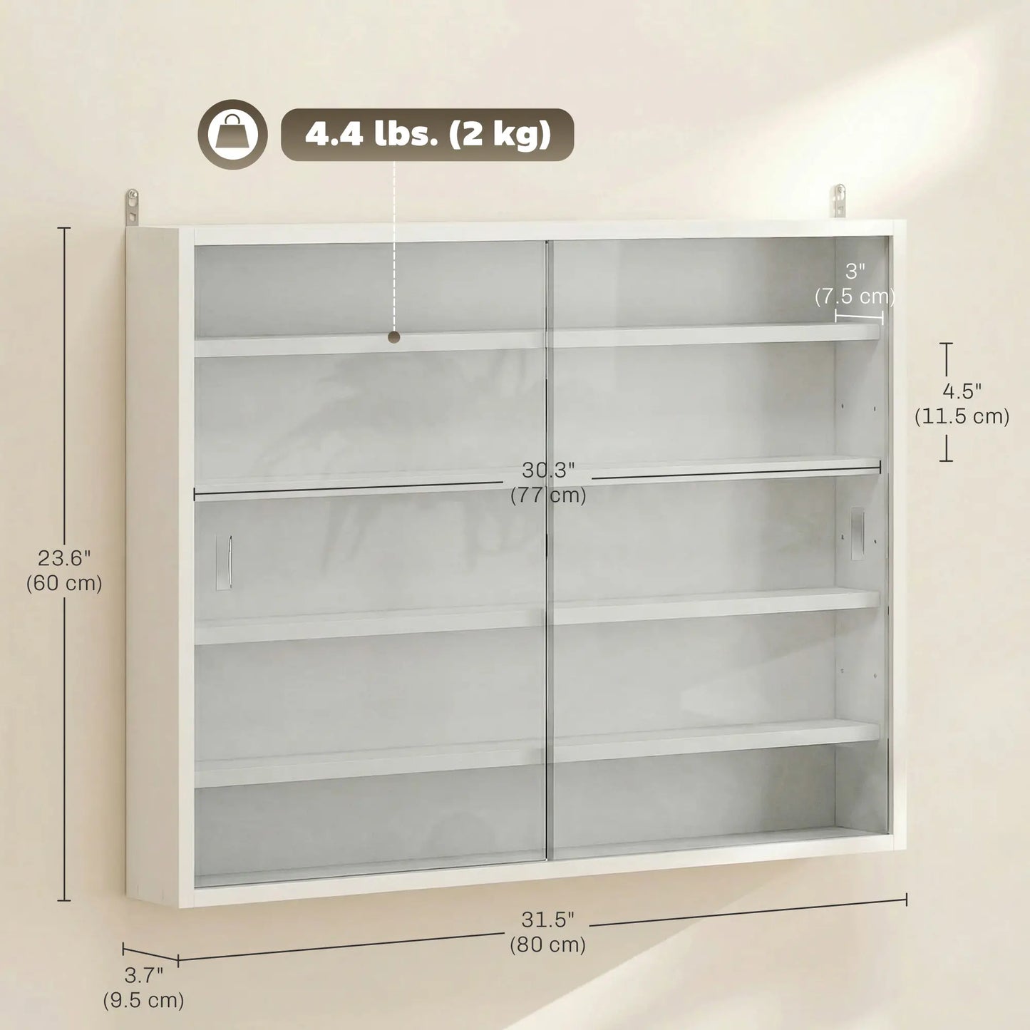 5-storey Display Cabinet, Shot Glass Display Case, Glass Curio Cabinet with 2 Glass Doors and 4 Adjustable Shelves, White Display Bookshelves at Gallery Canada