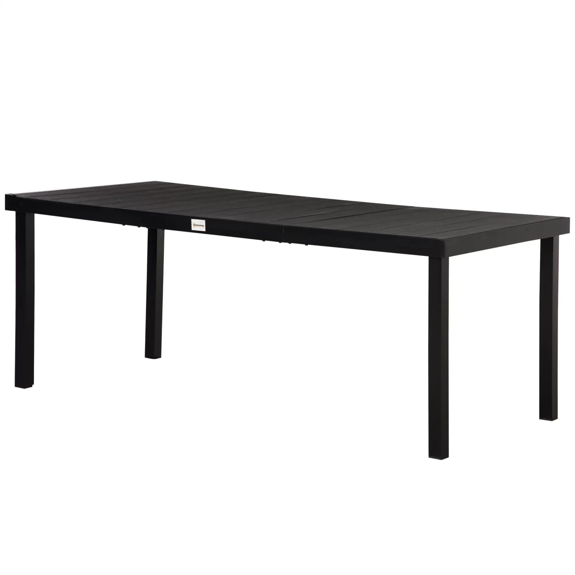 Rectangular Aluminum Patio Dining Table for 8, Black Patio Dinning Tables Black Wood Grain at Gallery Canada
